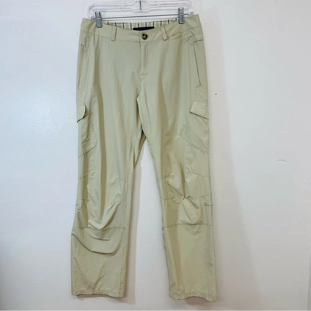 Eastern Mountain Nylon Pants Woman 6 Cargo Pockets Tan Roll Tab Active Hike Work
